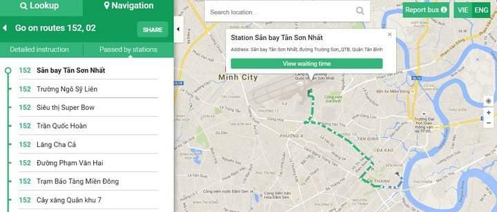 La carte de ho chi minh-bus 152 route