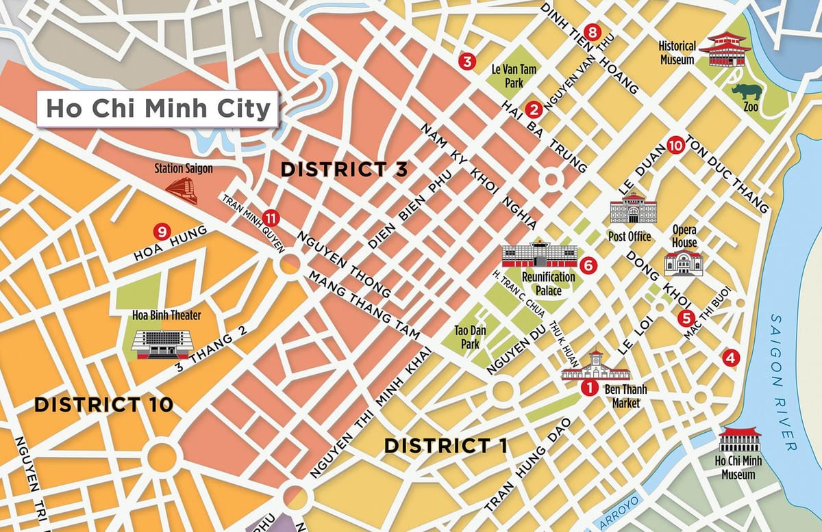 carte du district 1 de saigon