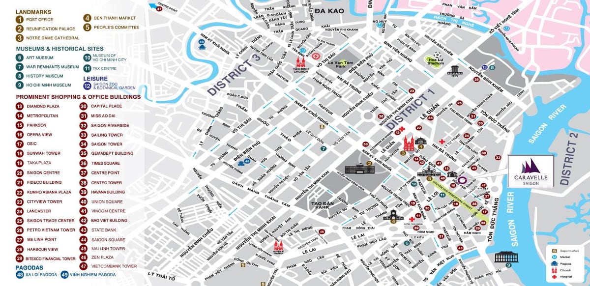 carte du district 1, ho chi minh ville