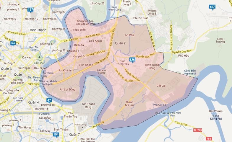 Carte des districts de ho chi minh-ville