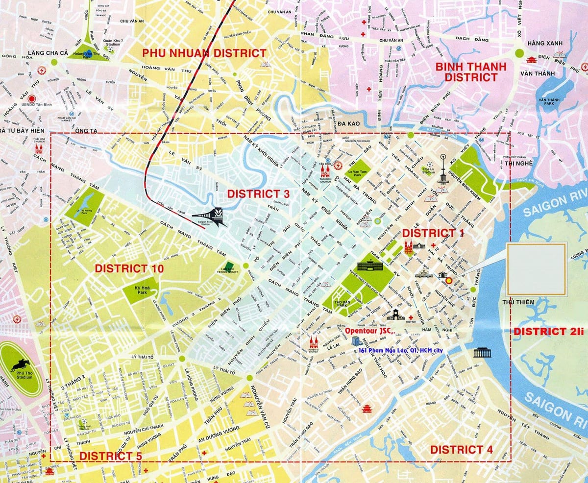 carte touristique de hô chi minh-ville, district 1