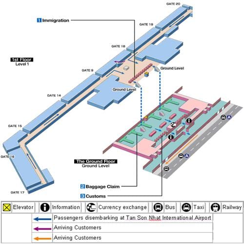 carte de l'aéroport de saigon