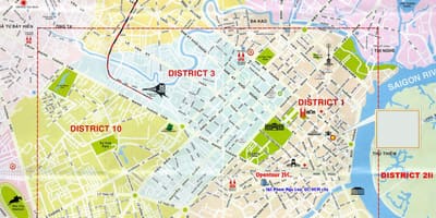 Carte touristique de hô chi minh-ville, district 1